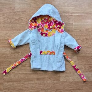 Marimekko White Bathrobe with Colorful Floral Lining